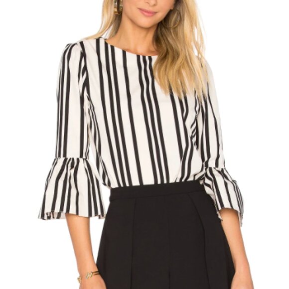 Alice + Olivia Tops - Alice and Olivia Bernice Stripe Ruffled Sleeve Top Size XS